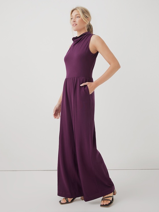 Pact Pants - ‼️EUC: Pact Organic Women’s Plum Fit & Flare Cowl Neck Jumpsuit - S